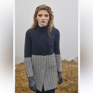 SAOL Herringbone Long Cardigan
Women's Aran Coat Irish Soft
Merino Wool Blend M